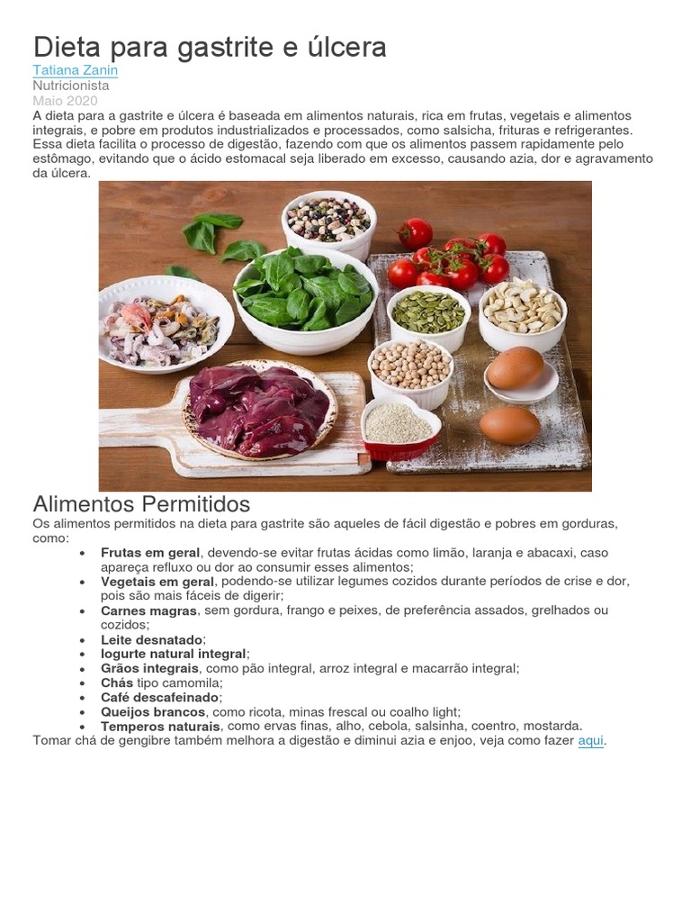 Dieta para quem tem gastrite