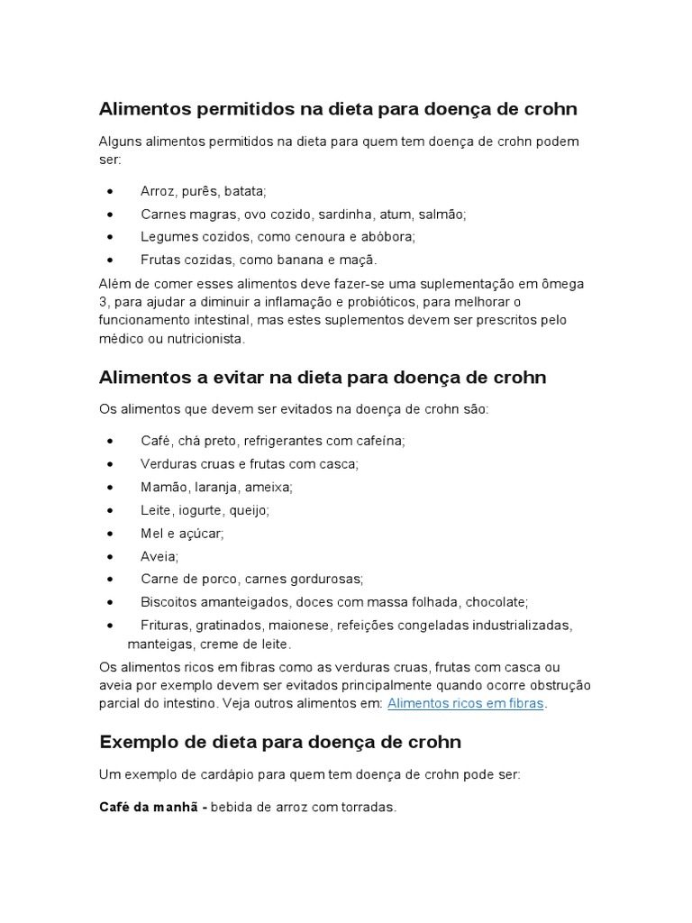 Guia Completo de Alimentos para Doença de Crohn