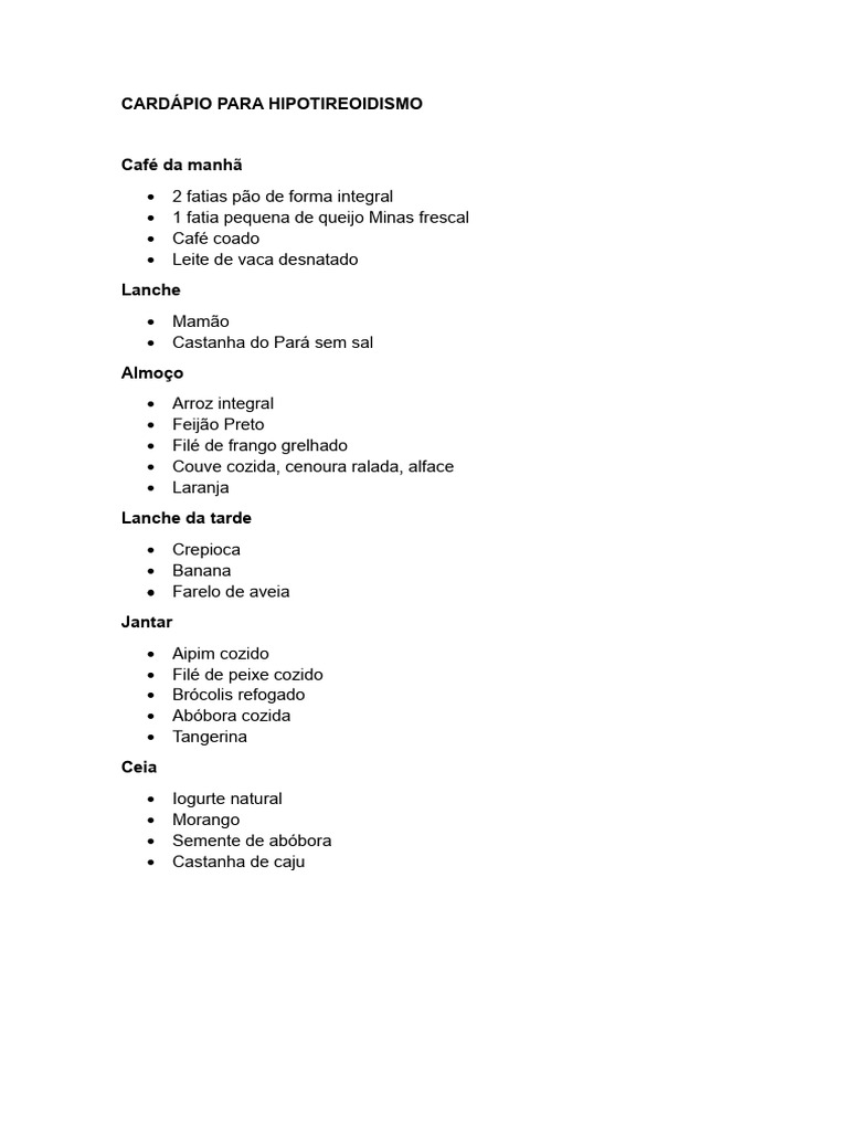 alimentos para quem tem hipertireoidismo