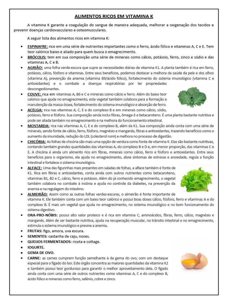 alimentos vitamina k