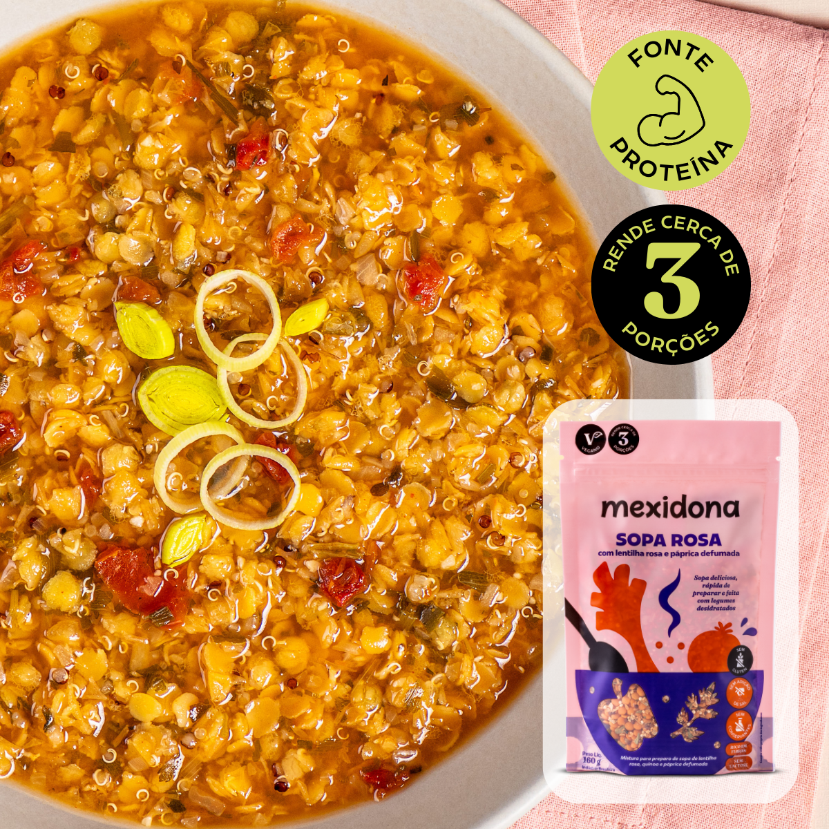 Receita de Sopa Cremosa de Lentilha Rosa