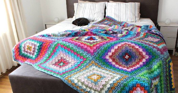 ideias de colcha de chita com croche para decoracao