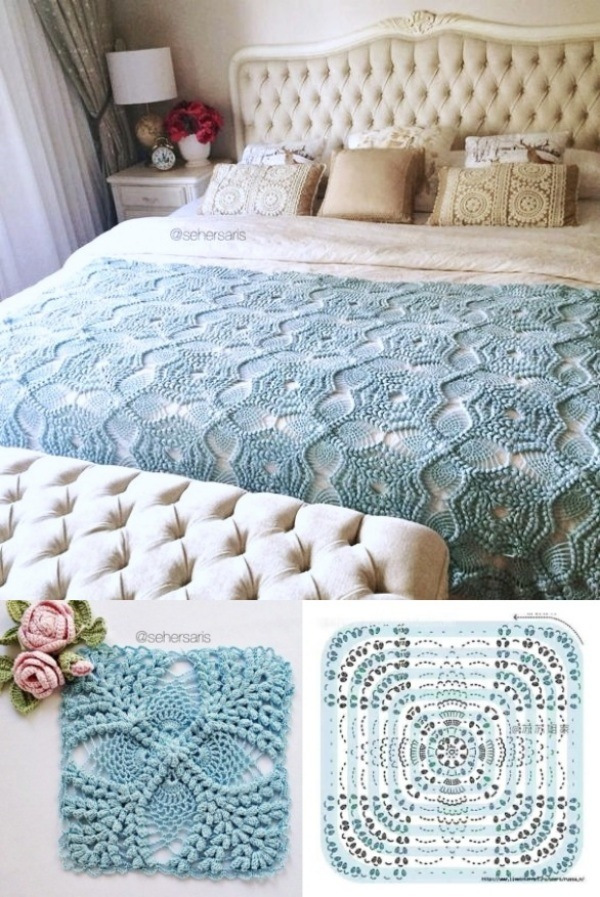 ideias de colcha de chita com croche para decoracao