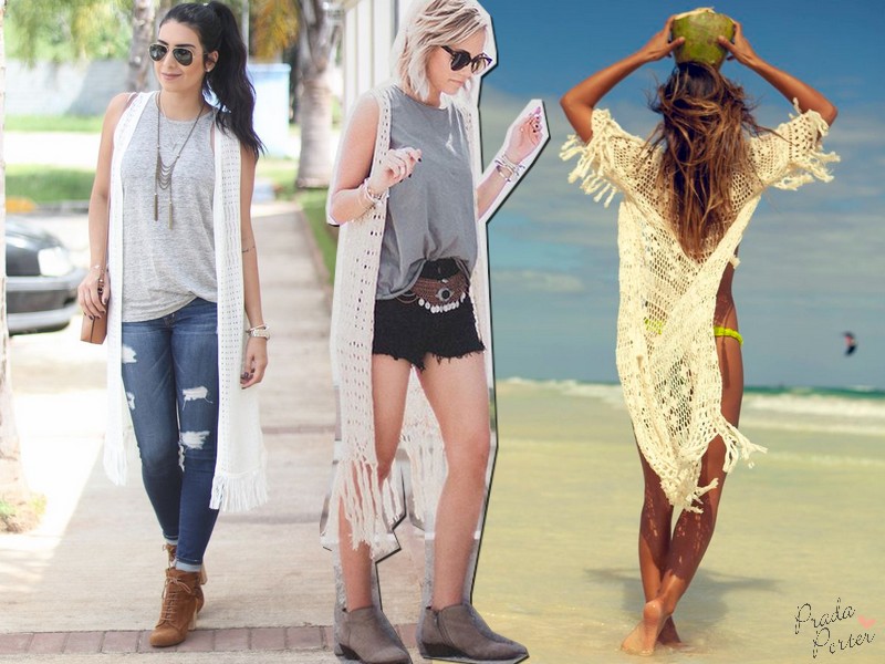 coletes de croche com franjas