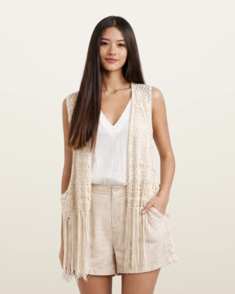 coletes de croche com franjas