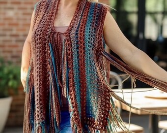 coletes de croche com franjas