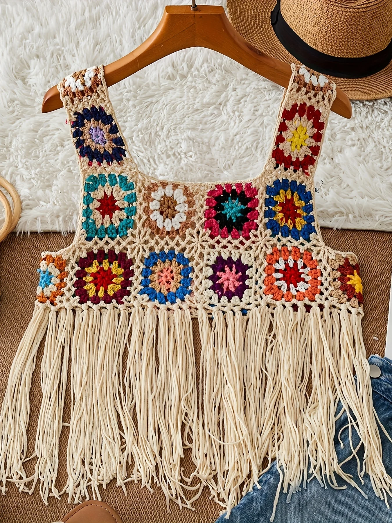 coletes de croche com franjas