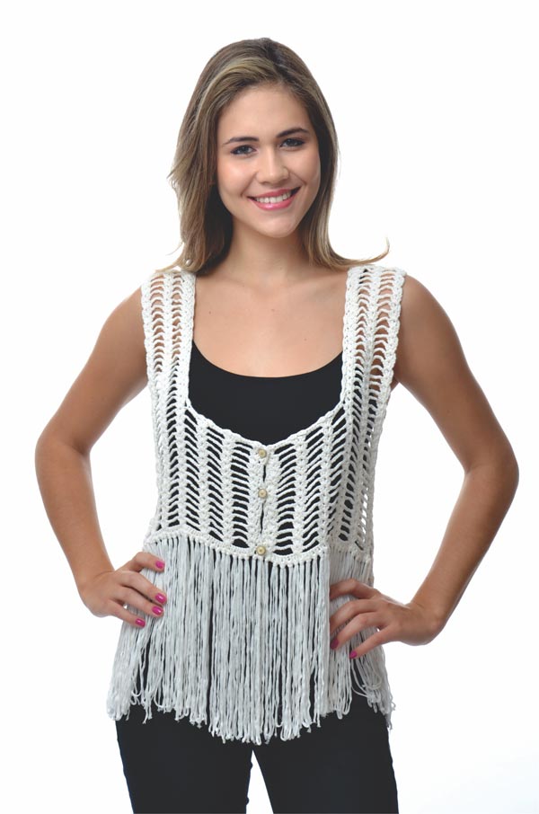 coletes de croche com franjas