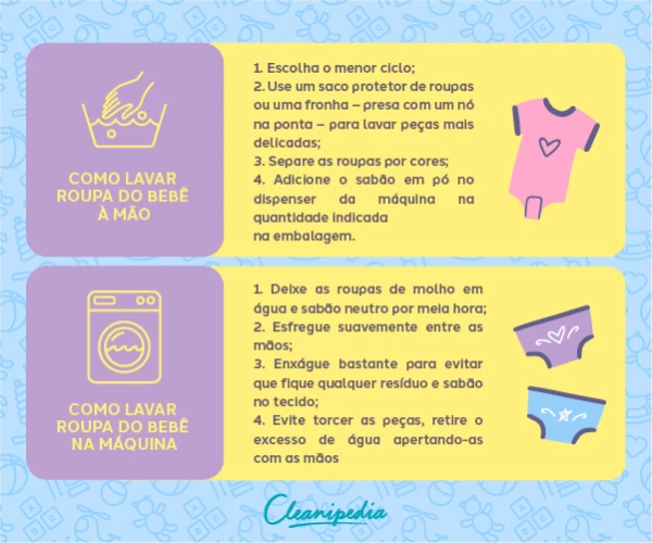 como colocar a roupa do bebê de molho