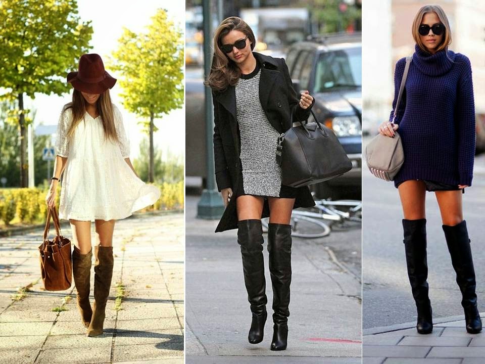 como não errar ao usar bota over the knee com vestido