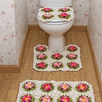 melhores modelos jogo banheiro croche barbante barroco