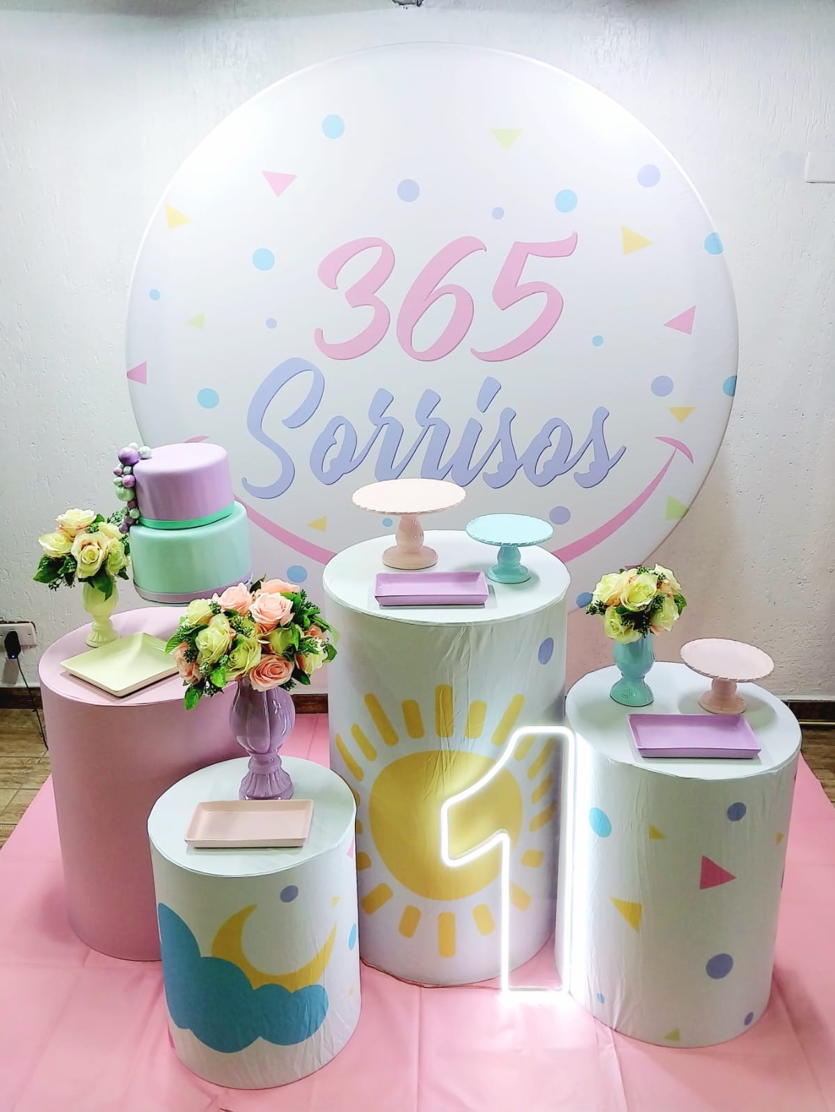 topo de bolo 365 sorrisos personalizado nome