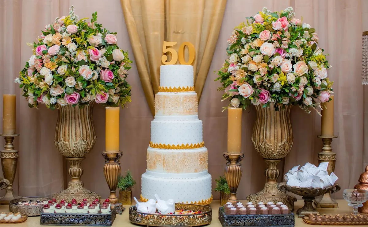 ideias criativas decoração bodas de ouro