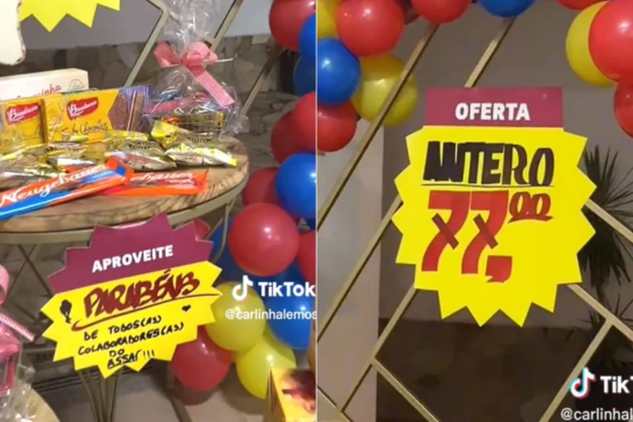 como fazer mesa gôndola festa supermercado
