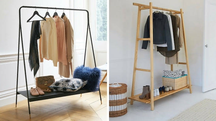 arara de roupas de chão versus suspensa qual escolher