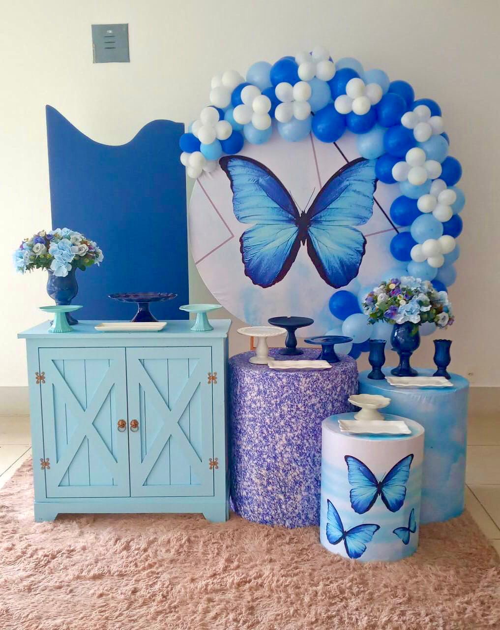 decoração borboleta azul 3d para quarto de menina