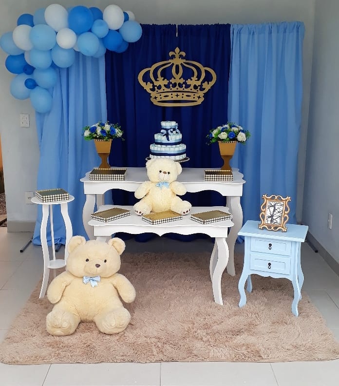 decoração chá de bebe menino azul marinho
