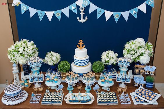 50 ideias criativas decoração chá de bebê menino azul marinho