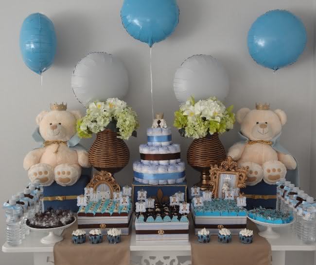 decoração chá de bebe menino azul marinho