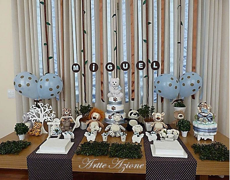 como fazer decoração chá de bebê menino azul marinho barato