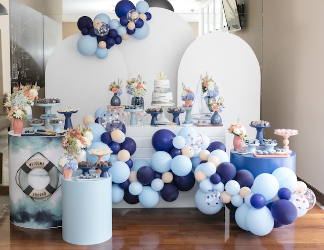decoração chá de bebe menino azul marinho