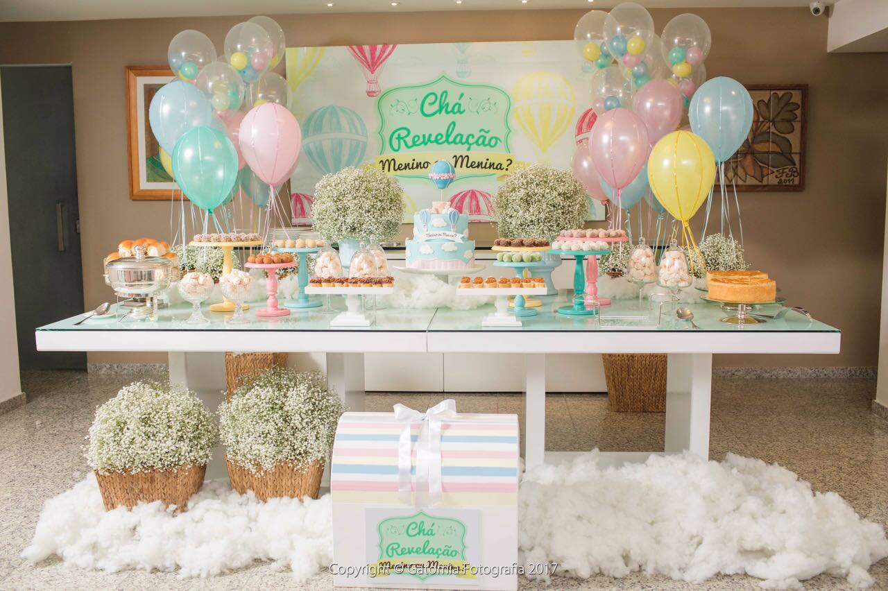 painel redondo chá revelação ursinhos tons pastéis