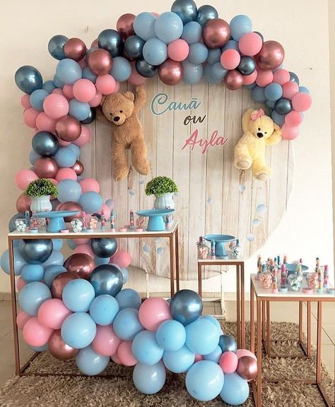 decoração chá revelação tons pasteis