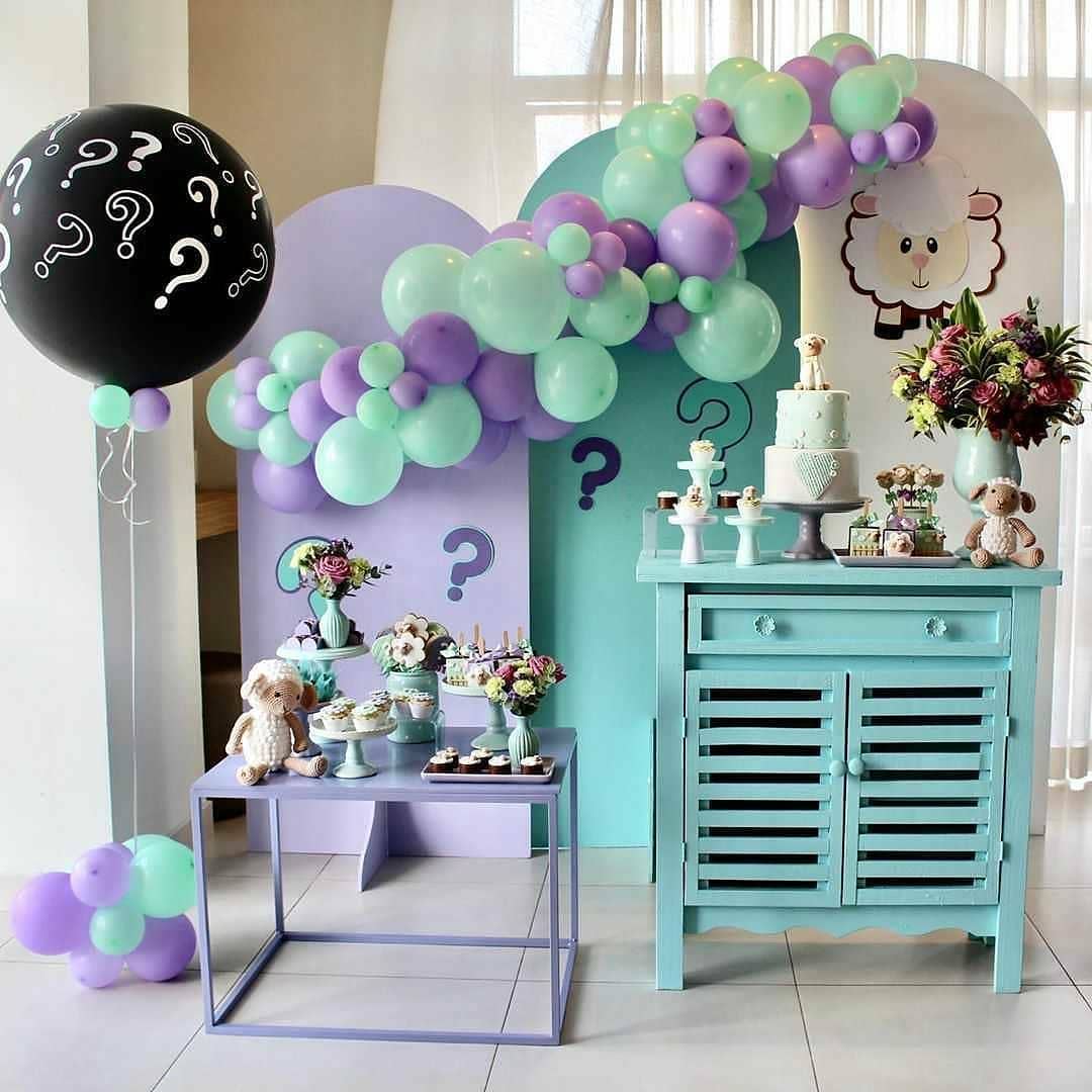 decoração chá revelação tons pasteis