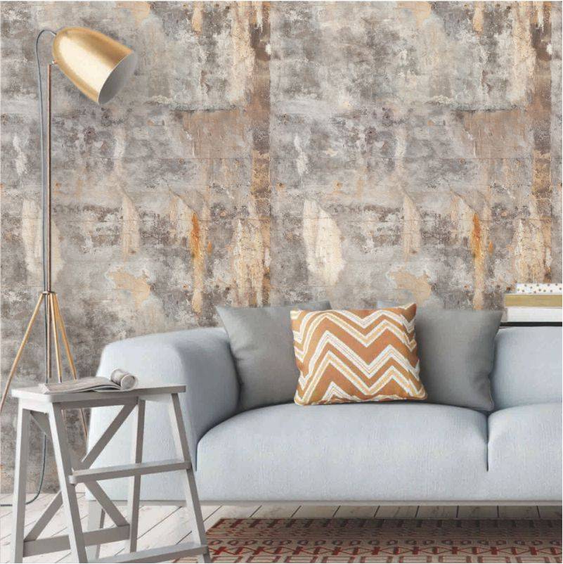 painel ripado cimento queimado sala estar