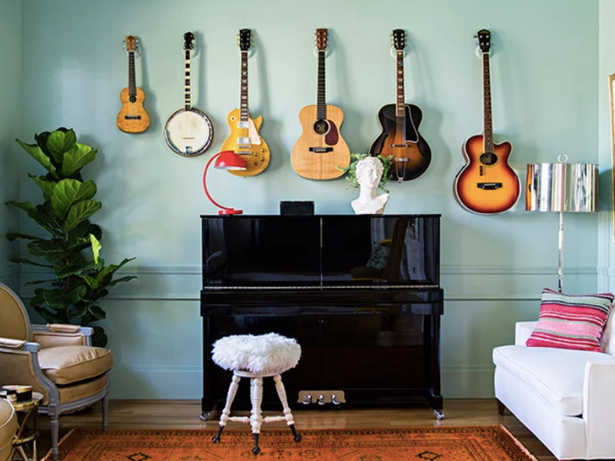 ideias criativas decoração instrumentos musicais