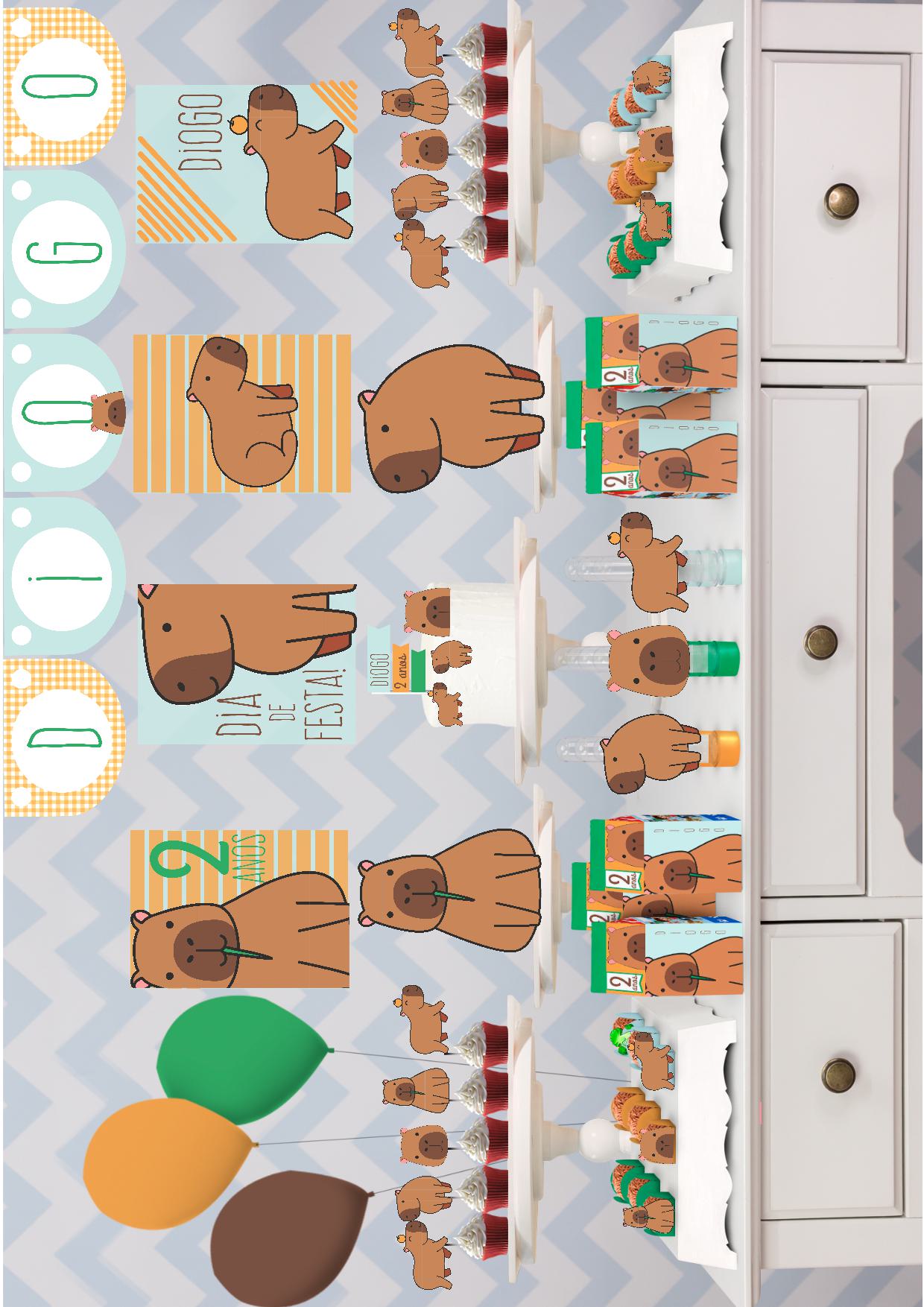 decoração da capivara