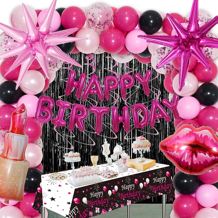 como economizar decoração aniversário preto e rosa