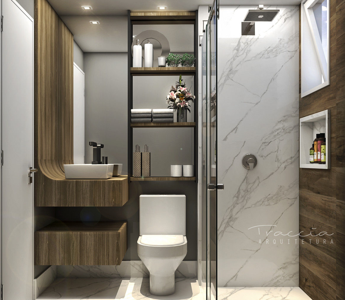 ideias criativas prateleira vidro banheiro pequeno