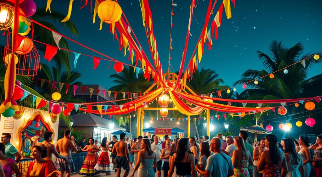 decoração carnaval quintal com materiais reciclados