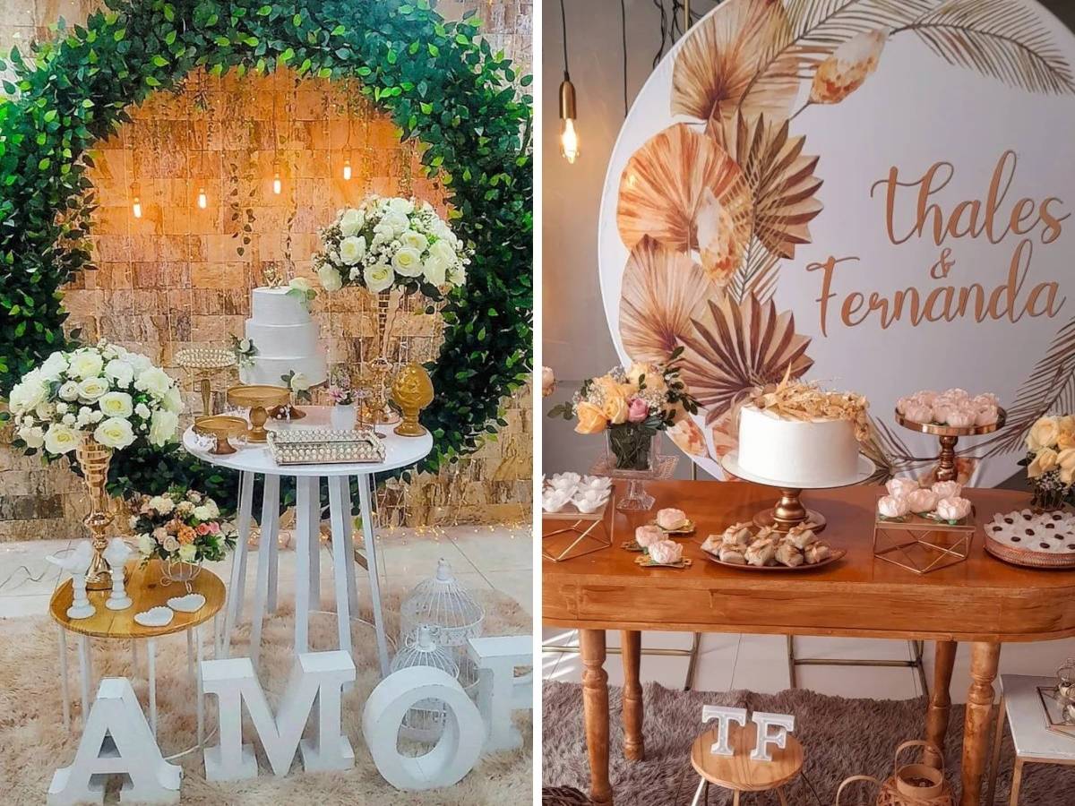 decoração de casamento simples com painel redondo