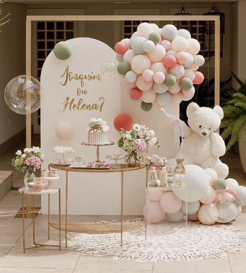 decoração de chá revelação branco