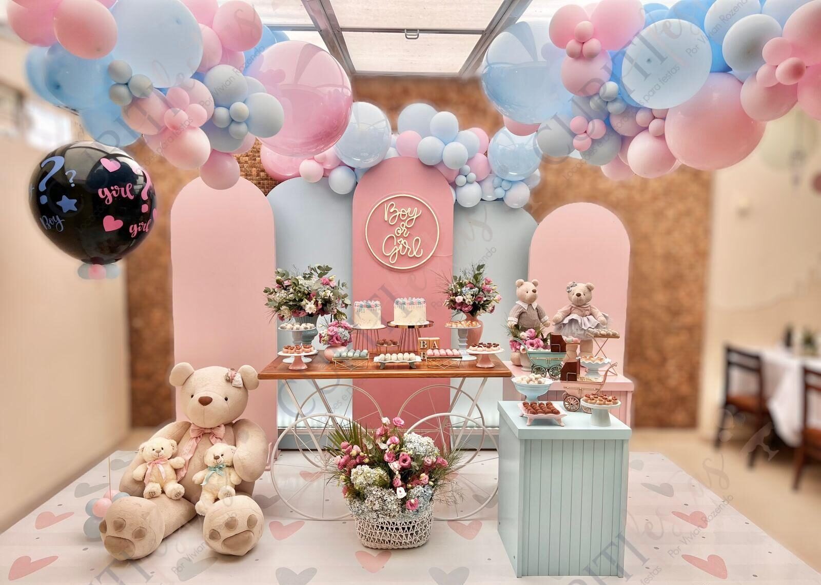 decoração de chá revelação branco