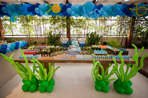 como fazer polvo gigante balões festa fundo do mar