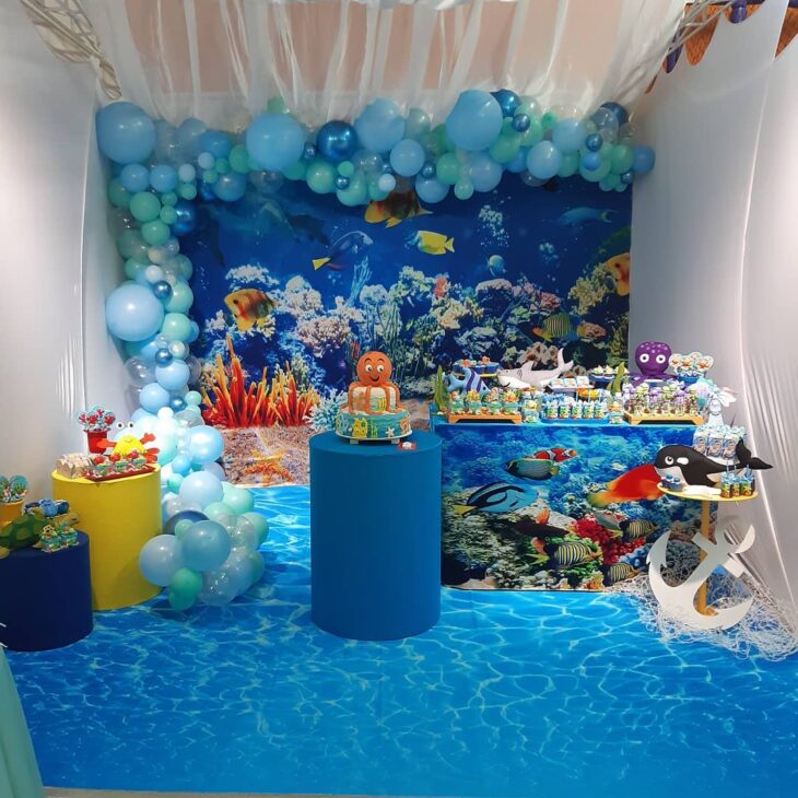 decoração fundo do mar aluguel ou comprar kit