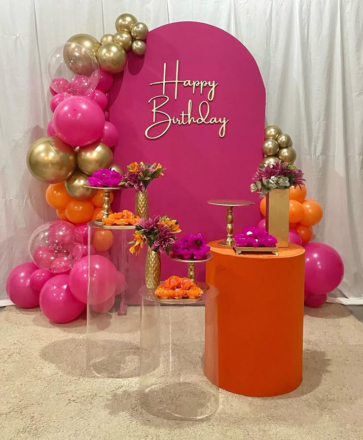 decoração festa laranja e dourado versus laranja e cobre qual escolher