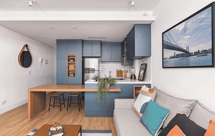 decoração de kitnet de um comodo