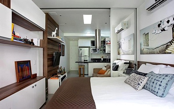 decoração de kitnet de um comodo