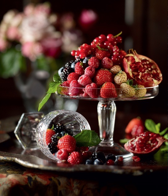 ideias criativas decoração mesa frutas flores