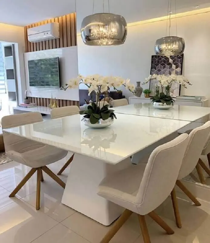 decoração de mesa de jantar moderna