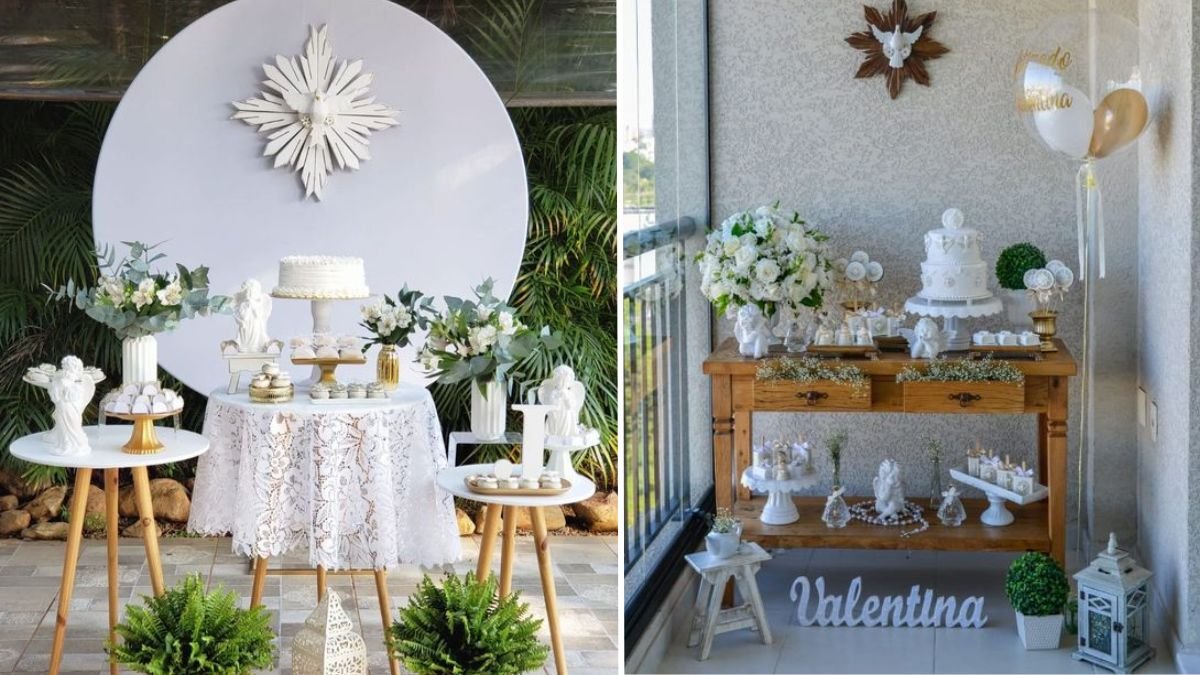 decoração de mesa para batizado