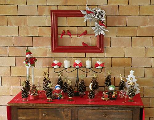 decoração aparador natal rústico ou moderno
