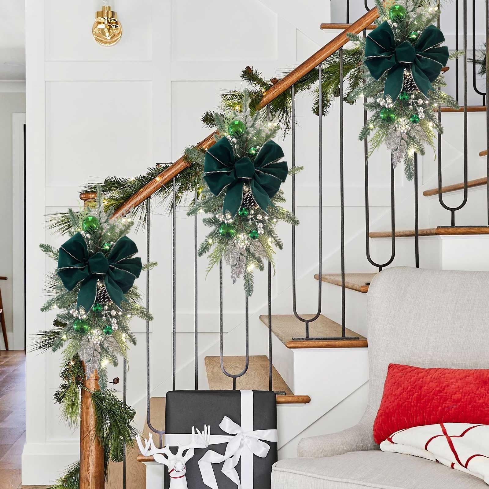 como evitar erros decoração natal corrimão escorregar