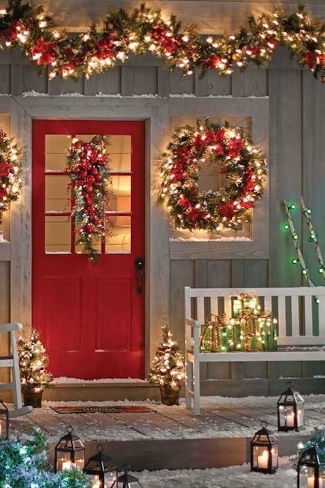 decoração de natal para frente de casas simples