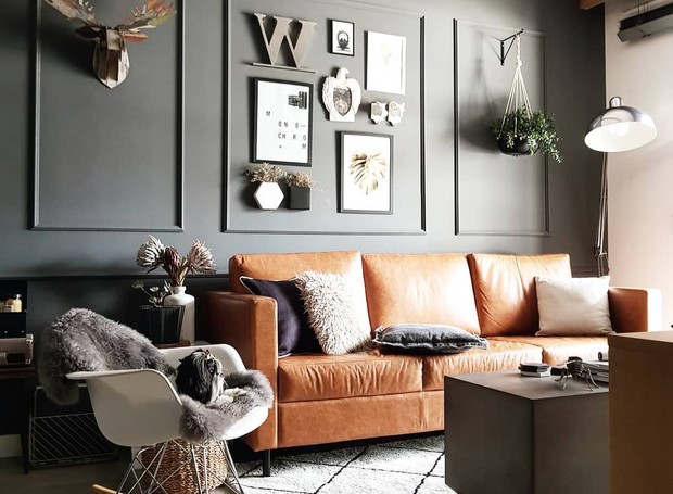 ideias decoração sala sofá caramelo