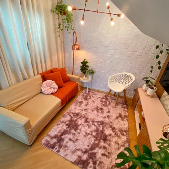 decoração de sala com sofa retratil e poltronas